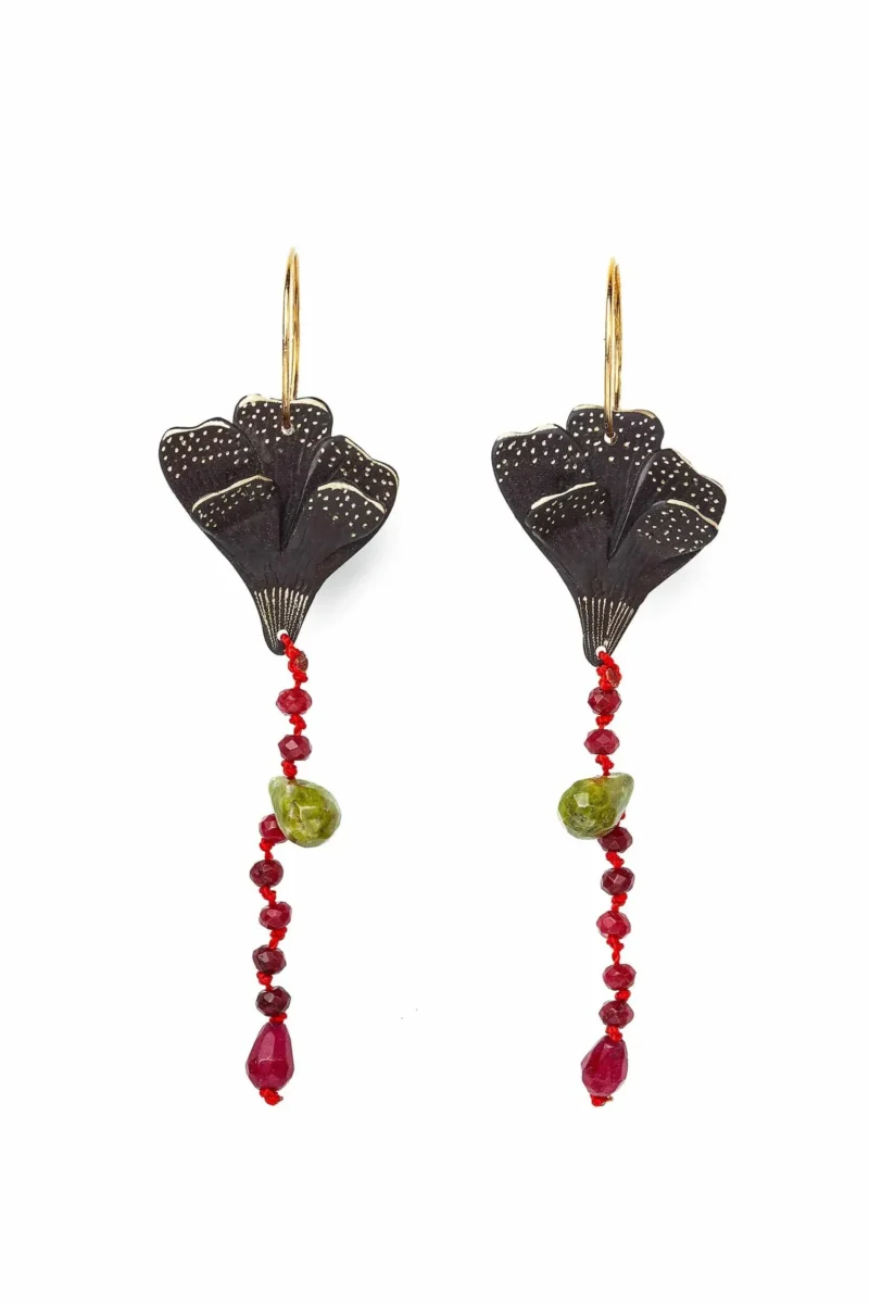Handmade Jewellery | Flowers engraved silver and bronze earrings main