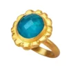 Handmade Jewellery | Chrysocolla flower gold plated silver ring main