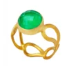 Handmade Jewellery | Jade paisley gold plated silver ring main