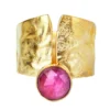 Handmade Jewellery | Ruby textured gold plated silver ring main