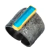 Handmade Jewellery | Apatite textured black plated silver ring main