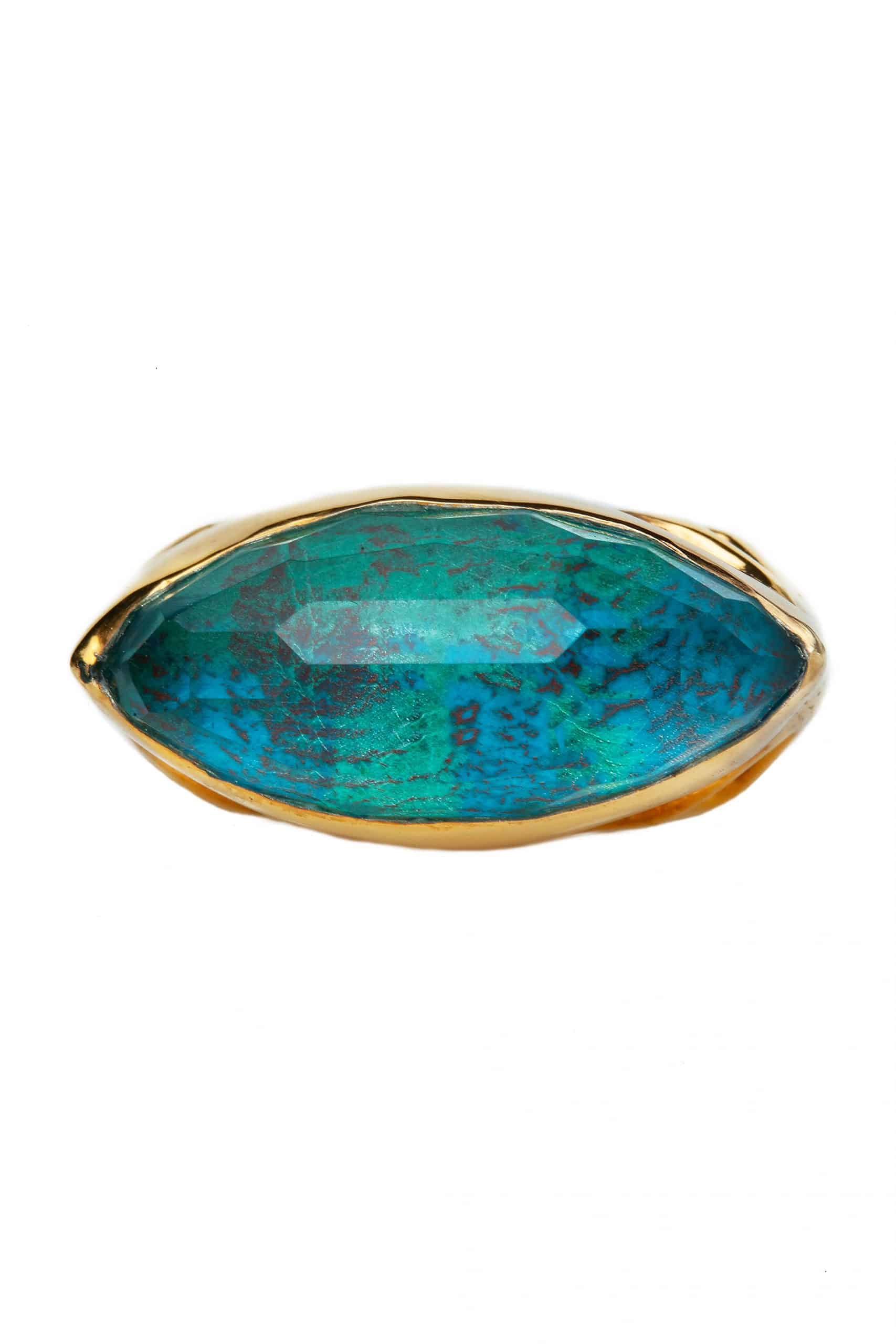 Chrysocolla gold plated silver ring gallery 3
