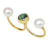 Handmade Jewellery | Zoisite and pearls gold plated double ring main