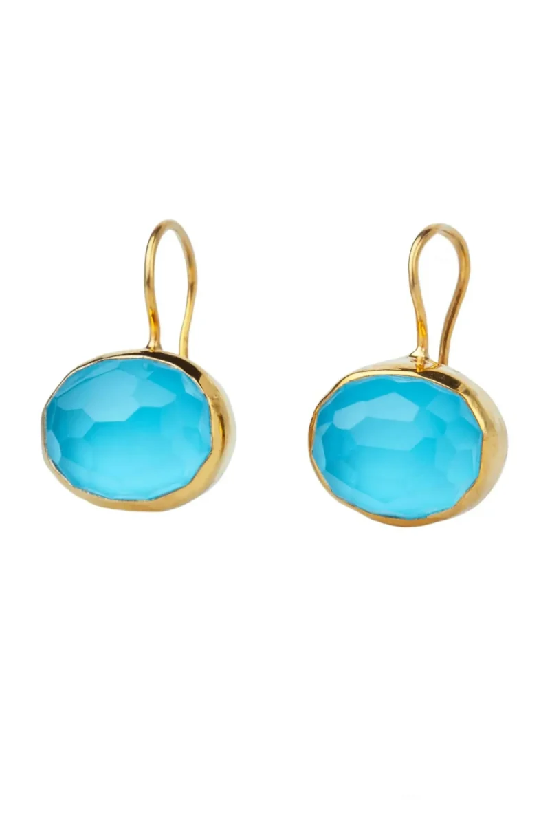 Handmade Jewellery | Ασημένια επίχρυσα σκουλαρίκια με τυρκουάζ gallery 1