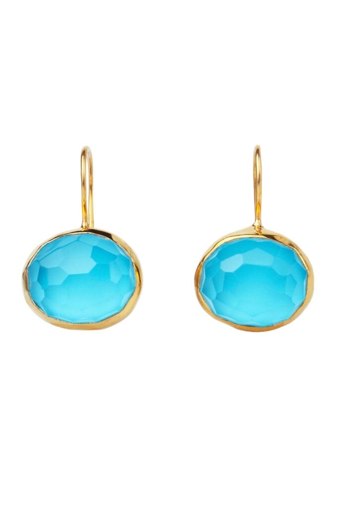 Handmade Jewellery | Ασημένια επίχρυσα σκουλαρίκια με τυρκουάζ main