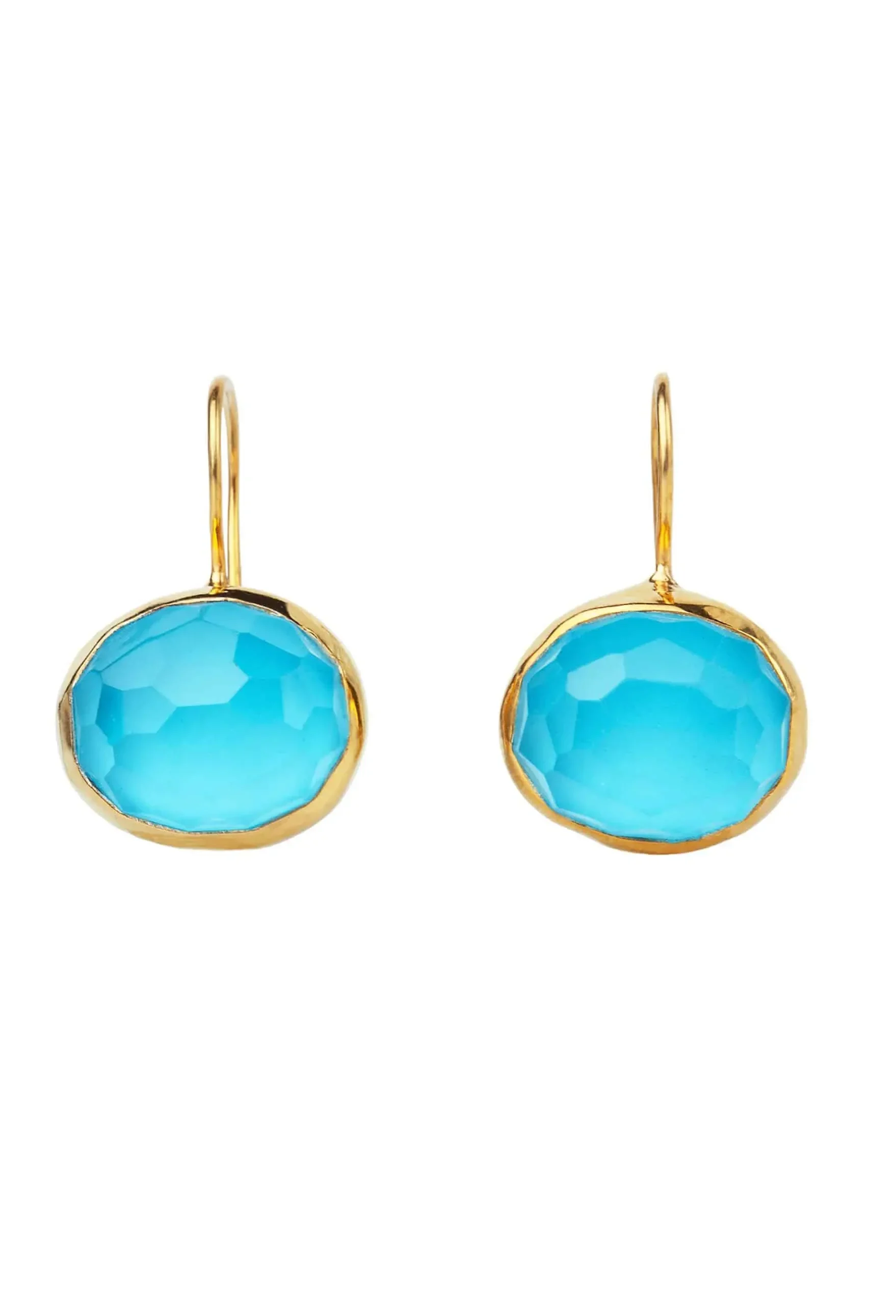 Turquoise gold plated silver earrings