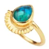 Handmade Jewellery | Tear shaped chrysocolla gold plated silver ring main