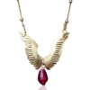 Handmade Jewellery | Angel wings silver necklace with agate main