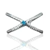 Handmade Jewellery | Minimal textured silver adjustable ring with light blue enamel detail main