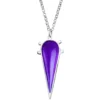 Handmade Jewellery | Minimal silver long necklace with purple enamel main