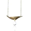 Handmade Jewellery | Angel wing gold plated silver necklace with pearl main