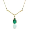 Handmade Jewellery | Drop gold plated silver necklace with green enamel main