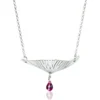Handmade Jewellery | Wing rhodium plated silver necklace with garnet main