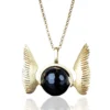 Handmade Jewellery | Wings gold plated silver long necklace with black onyx main