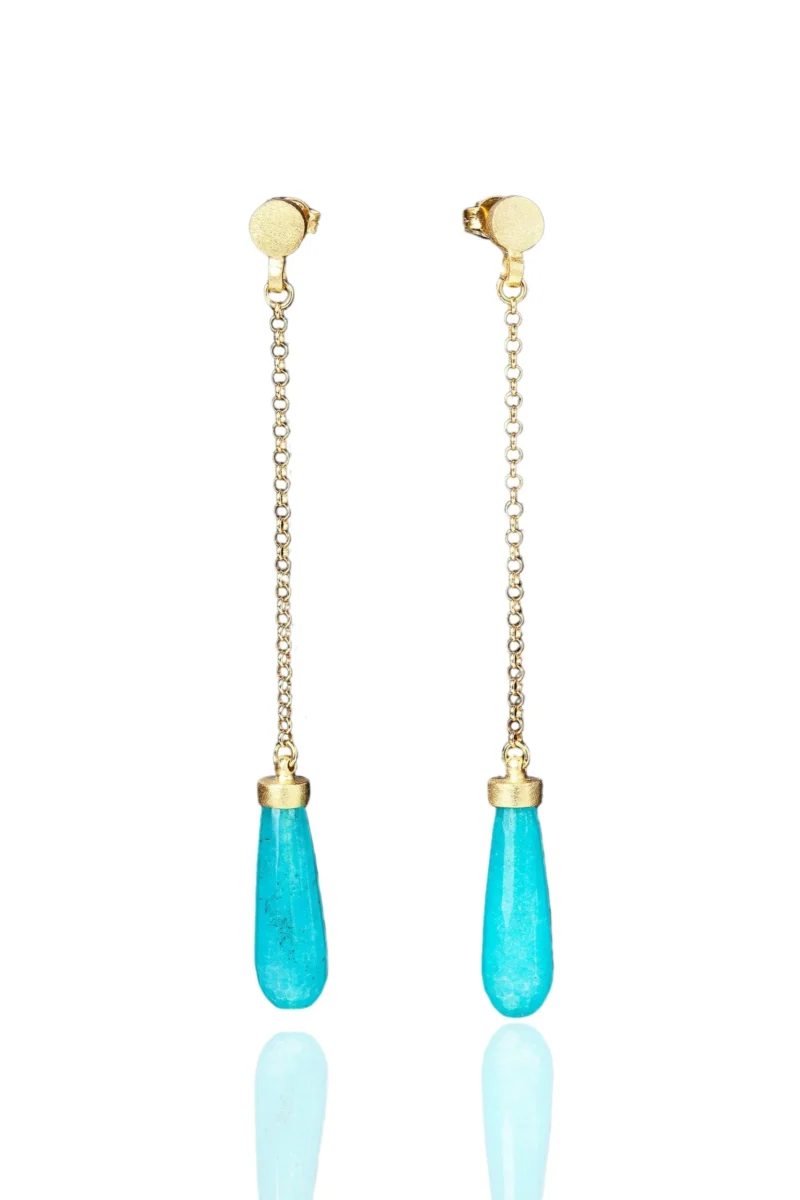 Handmade Jewellery | Teardrop handmade blue quartz silver earrings main