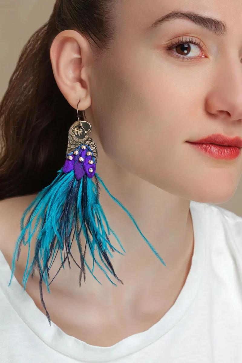 Handmade Jewellery | Parrot engraved bronze earrings gallery 1