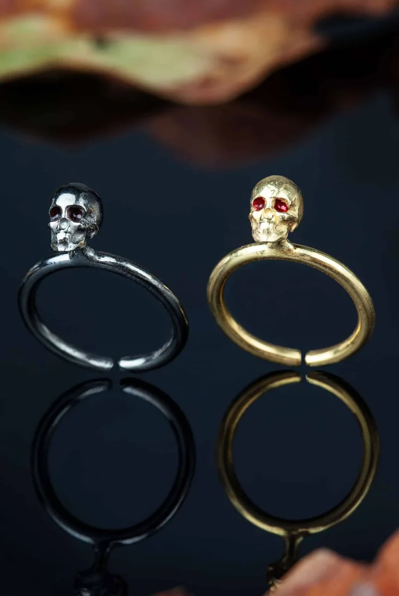 Handmade Jewellery | Scull black rhodium plated silver ring gallery 2