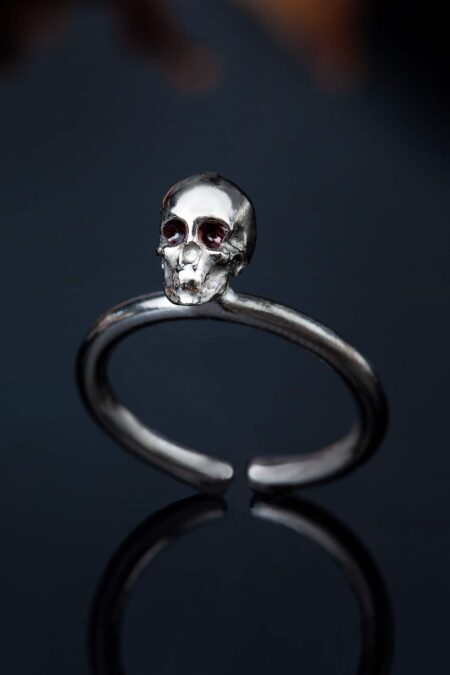 Scull black rhodium plated silver ring main