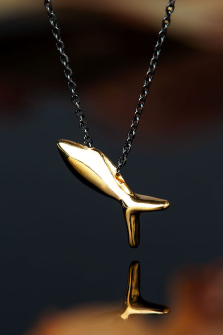 Fish gold and black rhodium plated silver necklace main
