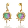 Handmade Jewellery | Ruby & zoisite Hearts gold plated silver earrings main