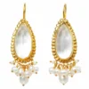 Handmade Jewellery | Mother of pearl gold plated silver earrings with pearls main