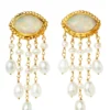 Handmade Jewellery | Opal eyes gold plated silver earrings with pearls main