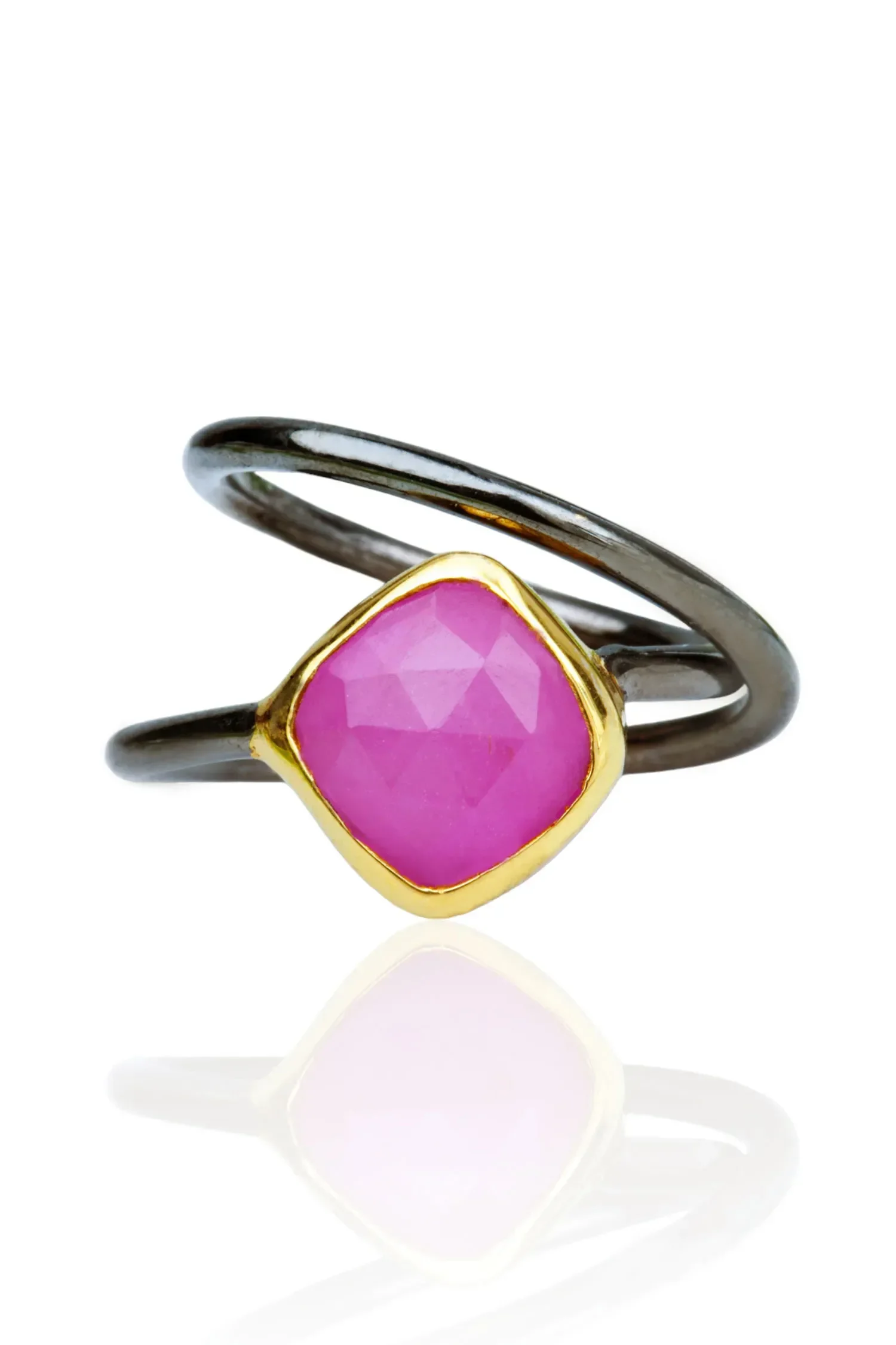 Handmade Jewellery | Ruby black rhodium plated silver ring gallery 1