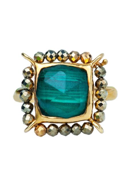 Malachite gold plated silver ring gallery 1