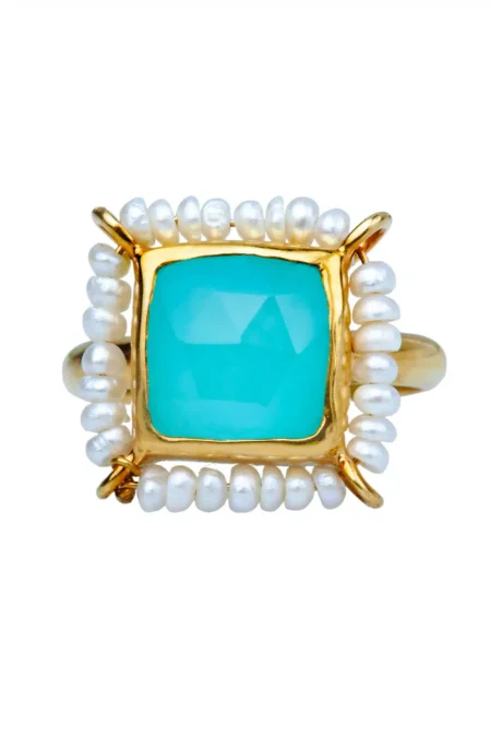 Aquaprase gold plated silver ring with pearls gallery 1