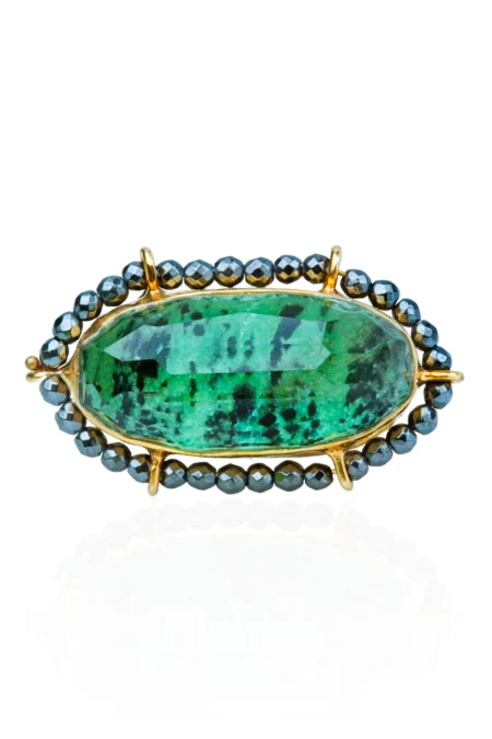 Zoisite and hematite gold plated silver ring gallery 3
