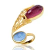 Handmade Jewellery | Ruby and kyanite gold plated silver ring main
