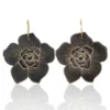 Handmade Jewellery | Flowers engraved bronze earrings main