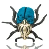 Handmade Jewellery | Beetle black bronze brooch combined with blue silk fabric main