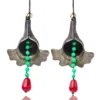 Handmade Jewellery | Flowers handmade engraved earrings with quartz and jade main