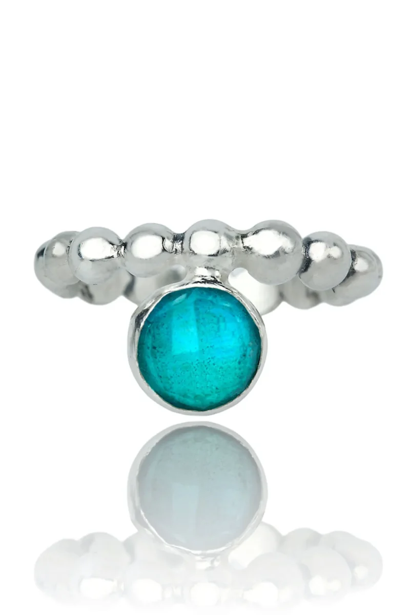 Handmade Jewellery | Chrysocolla silver bubble ring main