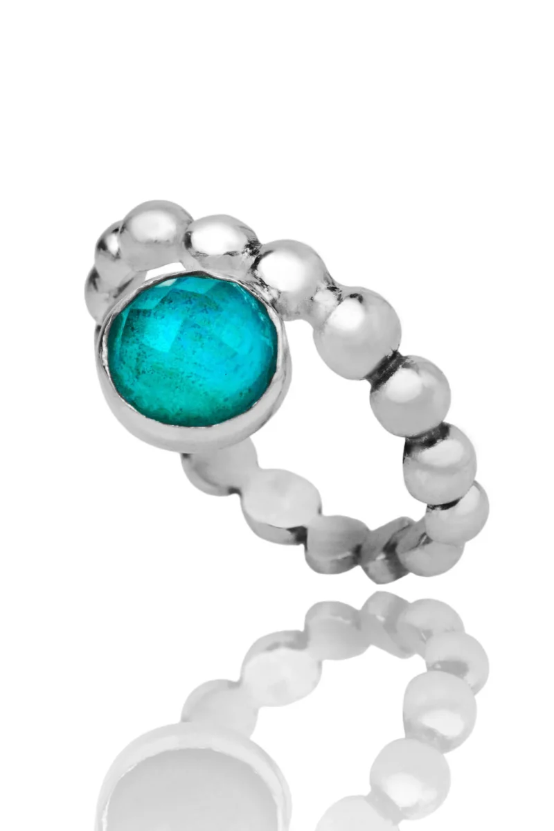 Handmade Jewellery | Chrysocolla silver bubble ring gallery 2