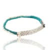 Handmade Jewellery | Woven turquoise bracelet with silver and pearls gallery 1