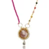 Handmade Jewellery | Gold plated silver necklace with velvet and tourmaline gallery 1