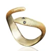 Handmade Jewellery | Snake gold plated silver ring with black zircon main