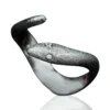 Handmade Jewellery | Snake black handmade silver ring with zircon main