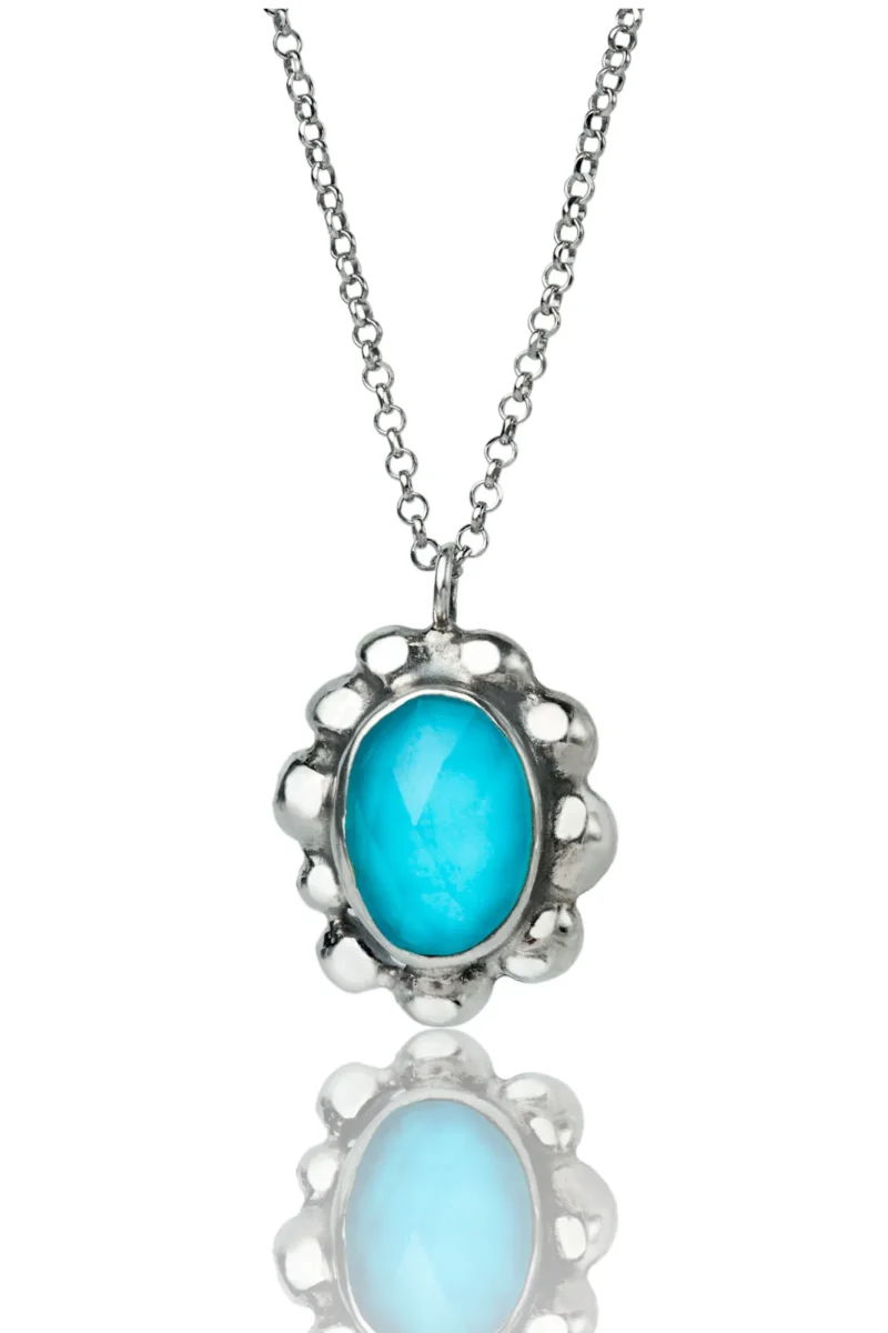 Handmade Jewellery | Turquoise oval handmade silver necklace main