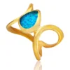 Handmade Jewellery | Paisley handmade gold plated silver ring with blue opal main