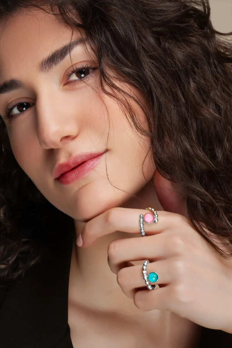 Handmade Jewellery | Chrysocolla silver bubble ring gallery 1