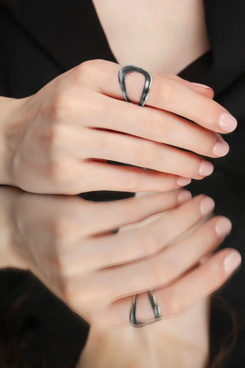 Handmade Jewellery | Paisley Minimal Handmade Oxidized Silver Ring gallery 2