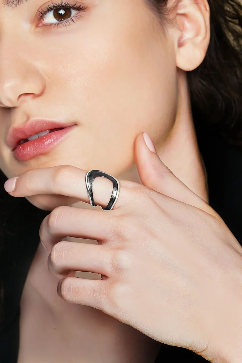 Handmade Jewellery | Paisley Minimal Handmade Oxidized Silver Ring gallery 1