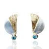 Handmade Jewellery | Silver handmade stud earrings and blue zircon main