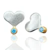 Handmade Jewellery | Hearts handmade silver earrings with light blue zircon main