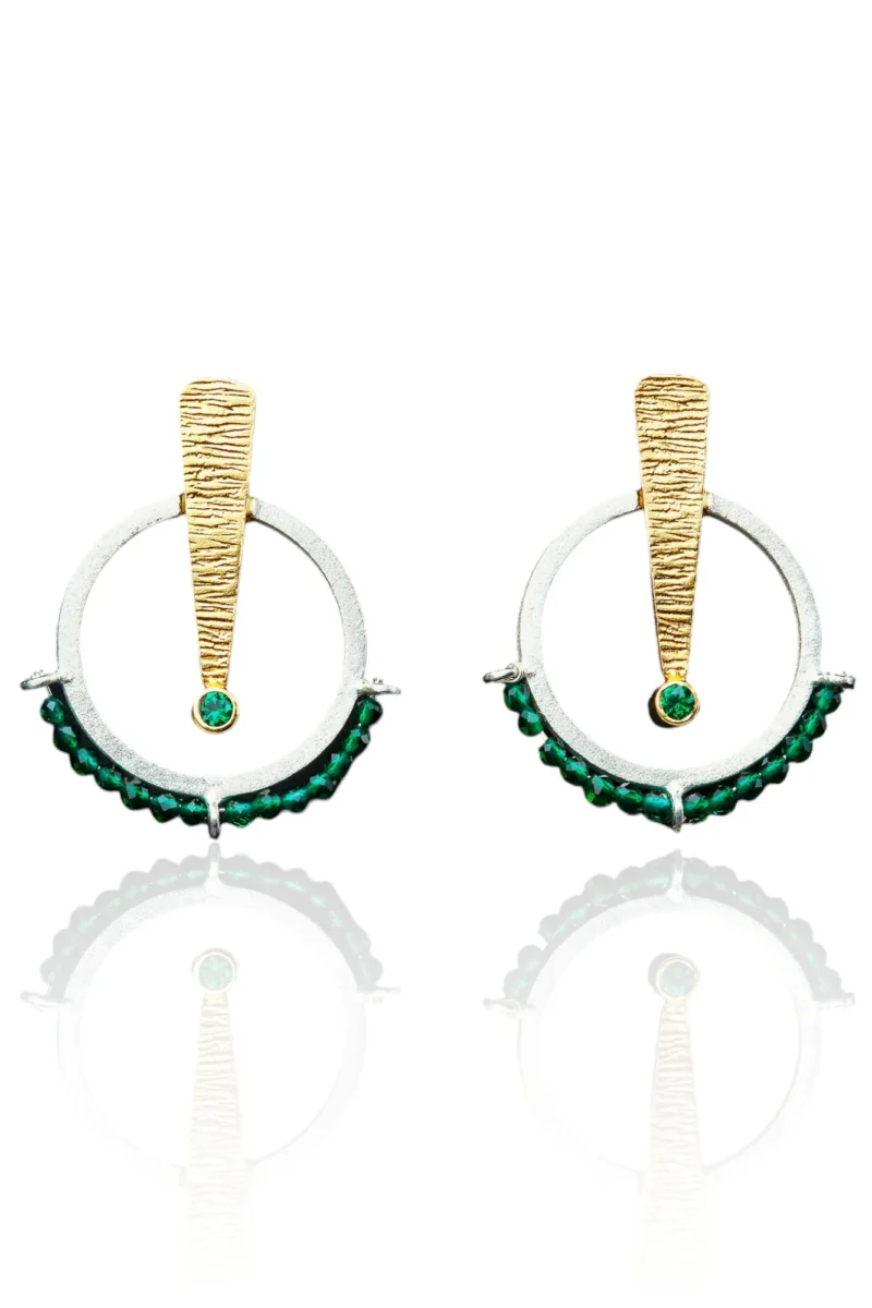 Handmade Jewellery | Geometric textured handmade silver earrings main