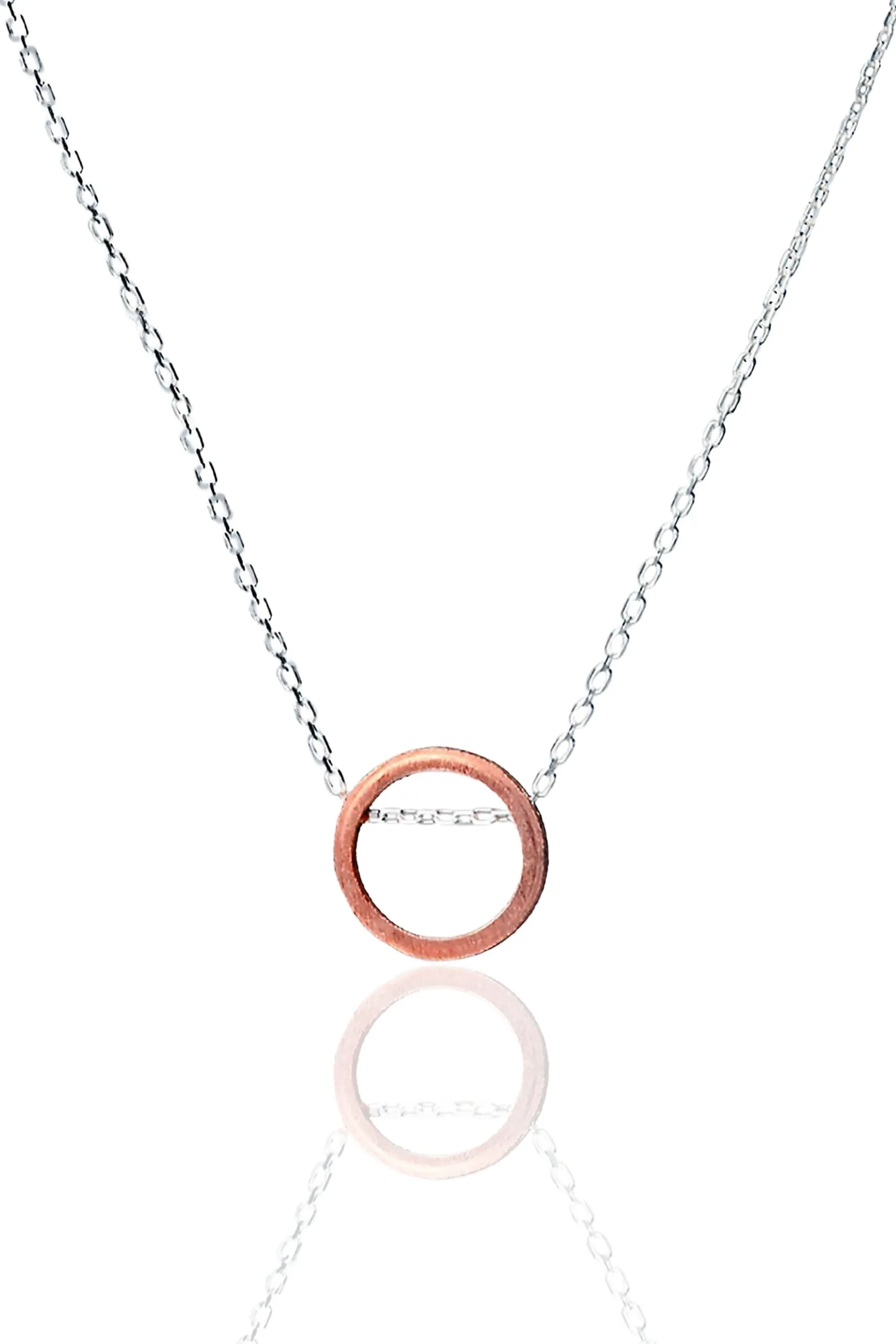 Handmade Jewellery | Minimal round silver and bronze necklace main