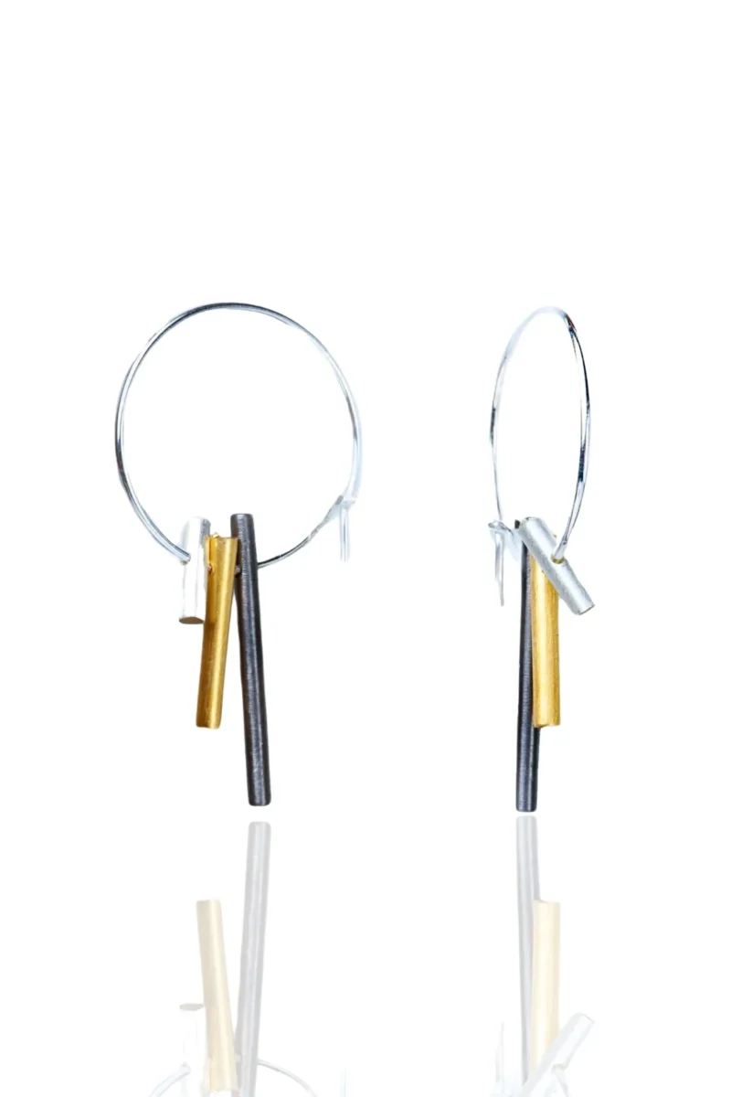 Handmade Jewellery | Silver hoops with multi plated bronze elements main